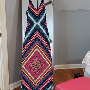 Multi colored backless maxi